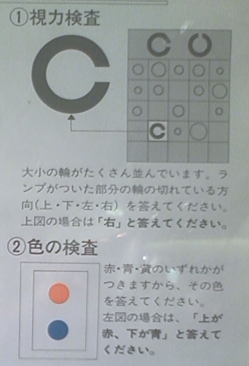 免許更新時の視力検査はこうなっています 免許センターでの視力検査の受け方 石川県金沢市の太陽めがね Ss級認定眼鏡士と認定補聴器技能者が視生活のアドバイザーとして快適なメガネをお作りします